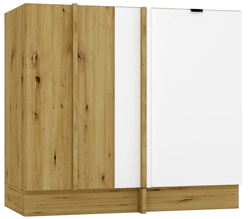 Dolna szafka kuchenna narożna biały + dąb artisan L1-A46