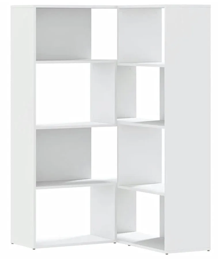 Narożny biały 4-poziomowy regał na książki R5-R25