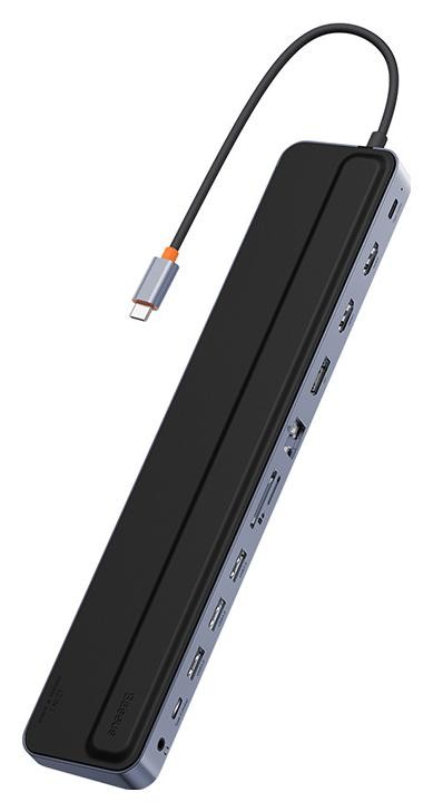 Baseus EliteJoy Gen2 12w1 USB-C do 2x HDMI + 3x USB 3.0 + PD + DP + SD/TF + RJ45 + Type-C + 3.5mm ciemny szary WKSX030213