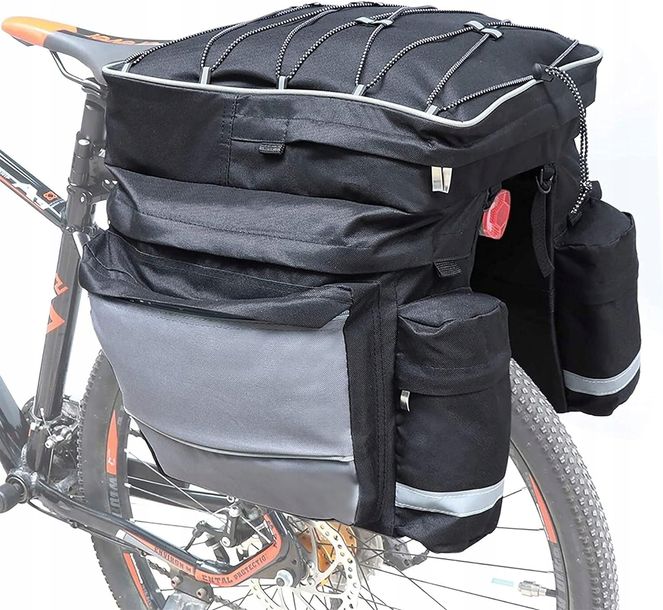 NAJWIĘKSZA Torba Rowerowa Sakwa NA BAGAŻNIK + 2 Kieszenie na bidon 75L XXL