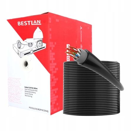 Kabel sieciowy Ethernet zewnętrzny skrętka komputerowa FTP 5E UV CCA 305m