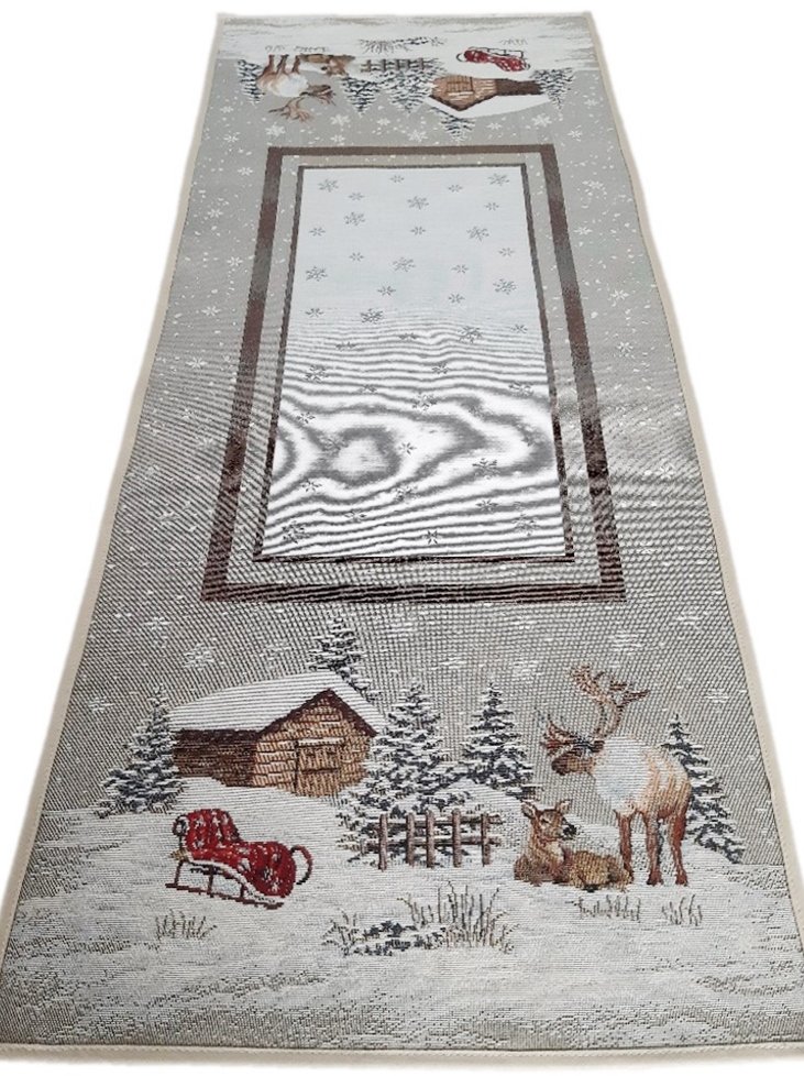 Bieżnik z zimową chatką 40x100 cm gobelinowy