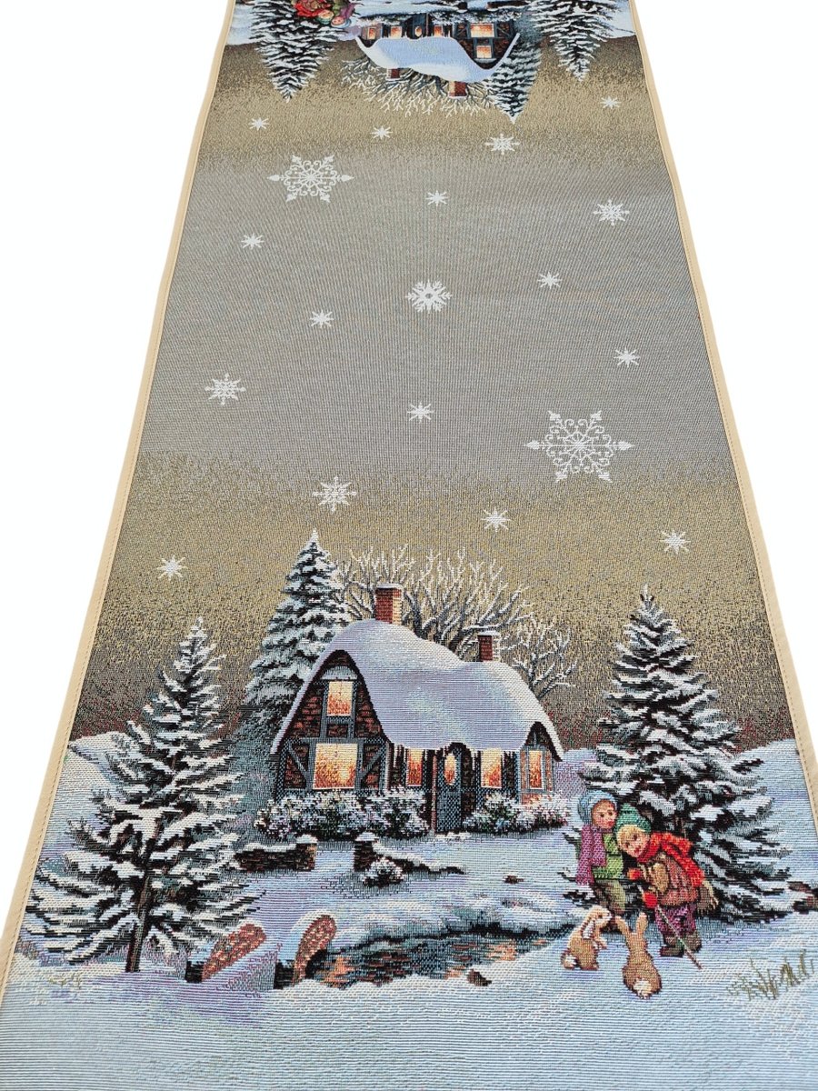 Bieżnik z zimowym krajobrazem 40x100 cm gobelinowy