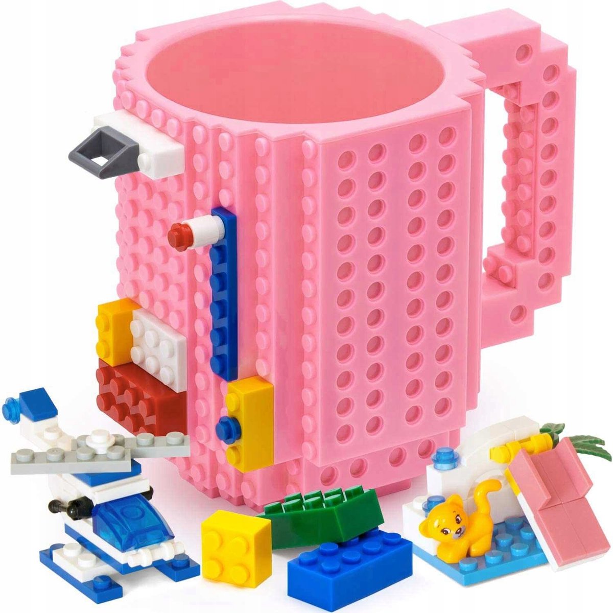 KUBEK KLOCKOWY DUŻY 350ML + ZESTAW KLOCKÓW DLA DZIECI na zimne i CIEPŁE