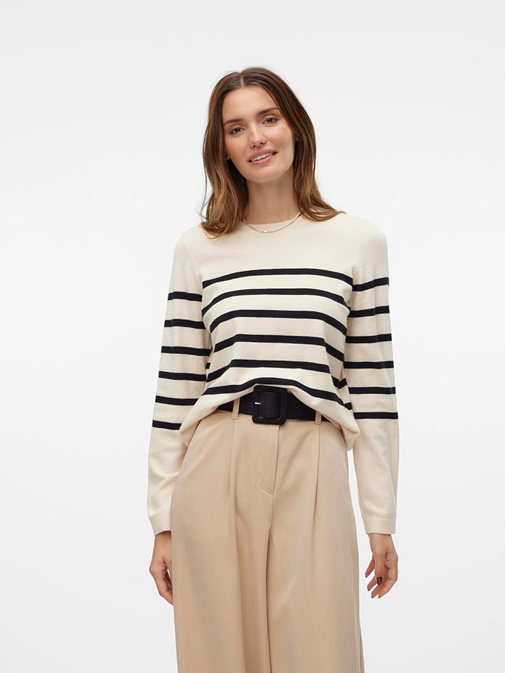 Vero Moda Sweter w kolorze beżowo-czarnym