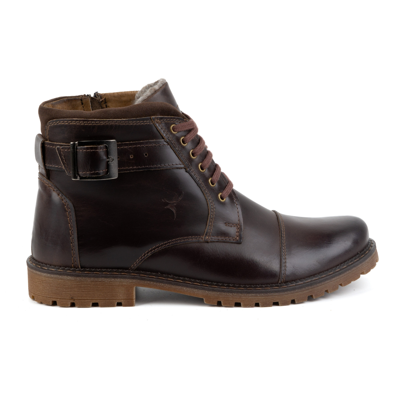 Buty Zimowe Męskie Trzewiki sznurowane 136GT ciemno brązowe - Buty Olivier