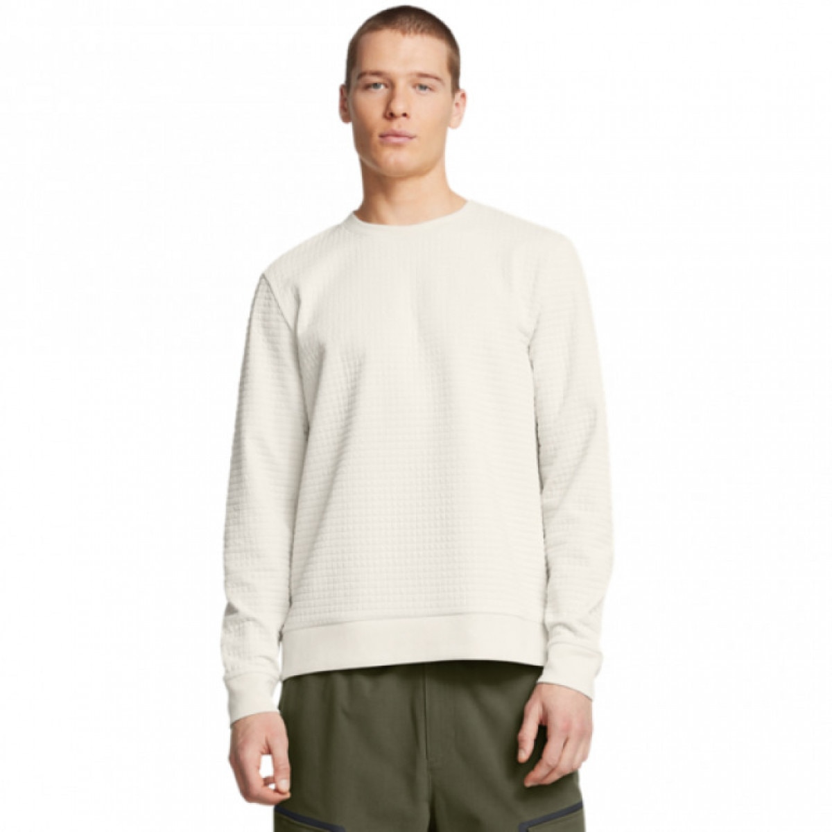 Męska bluza dresowa nierozpinana Under Armour UA Unstoppable Flc Txtr Crew - biała - UNDER ARMOUR