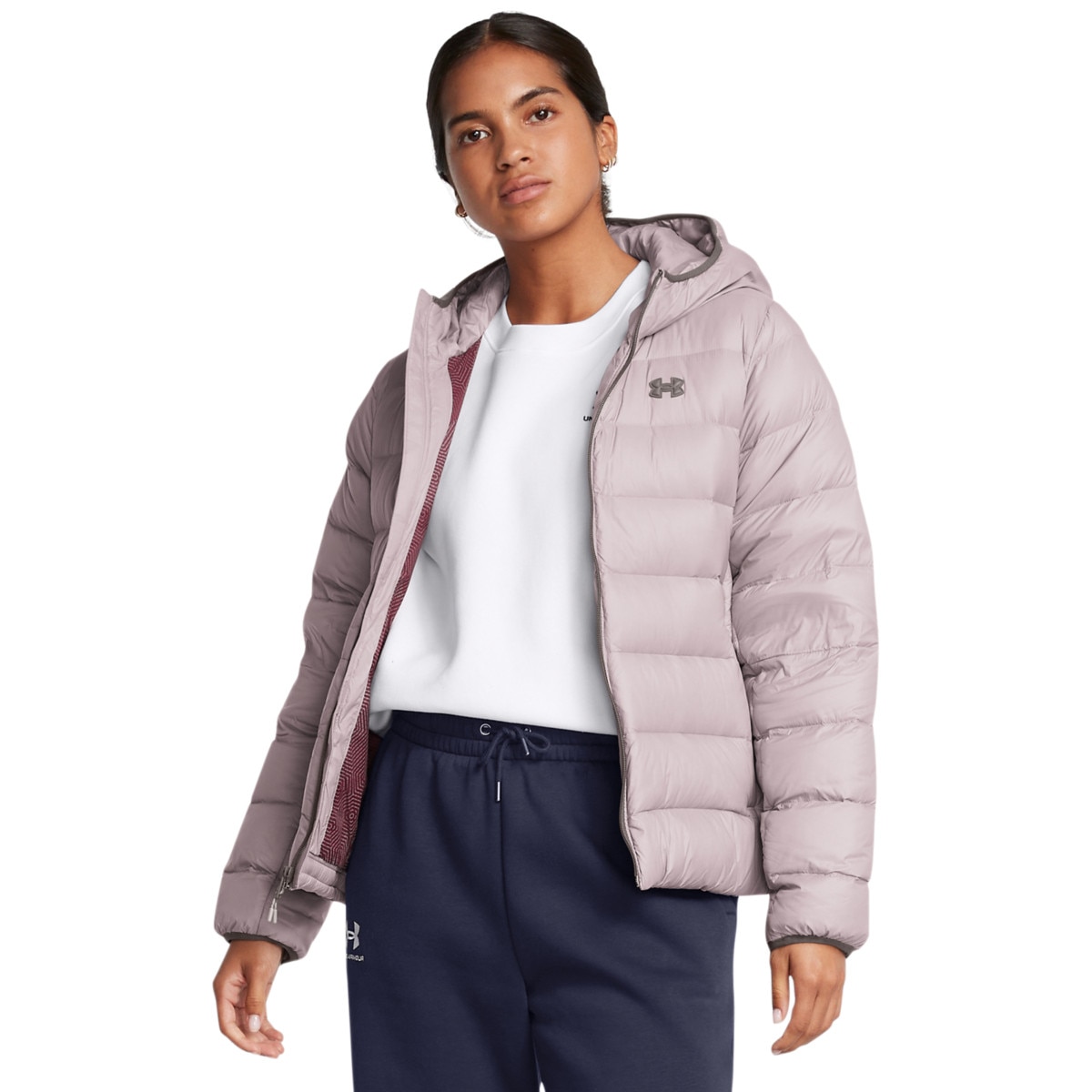 Damska kurtka puchowa pikowana Under Armour Legend Down Hooded Jacket - beżowa - UNDER ARMOUR