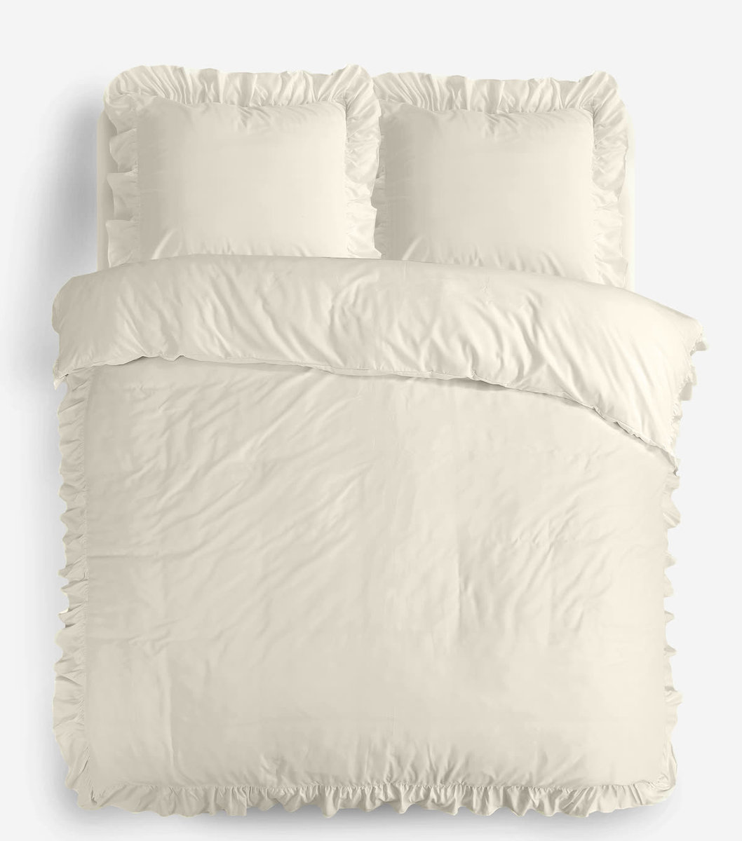 240x200/220 RUFFLES krem mikroperkal kpl pościeli