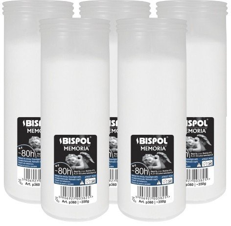 ZESTAW Wkłady do zniczy parafinowe BISPOL P360 80H 5szt. + Zapałki DABSTER_PL 38szt.