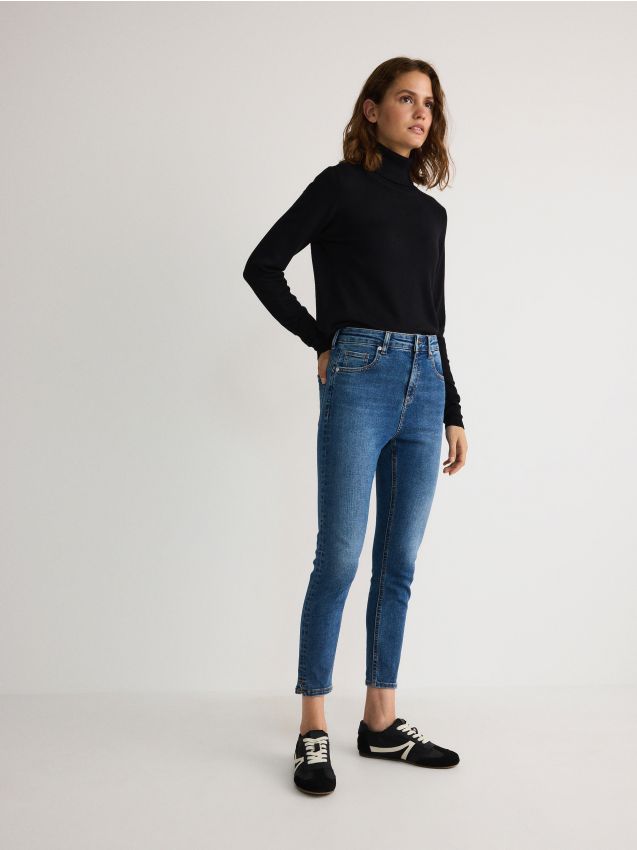 Reserved - Jeansy slim push up - granatowy