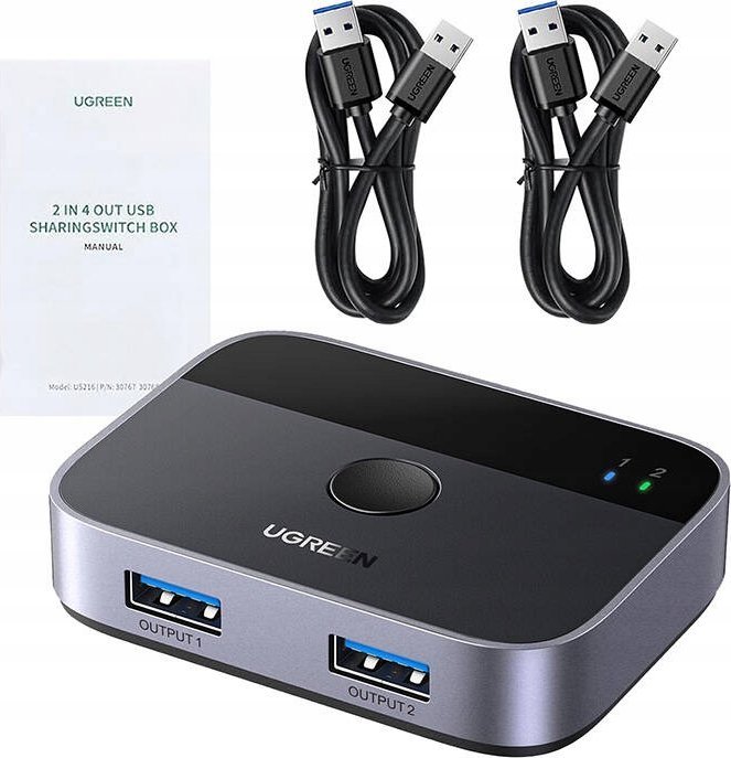 HUB USB Ugreen Przełącznik USB-A 3.0 2x2 UGREEN CM757, 5 Gbps + 2x kabel USB-A 1.5m