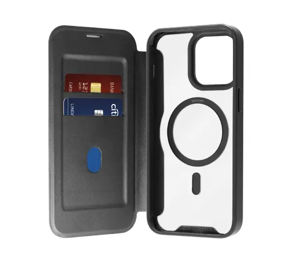 Puro Book Mag Case do iPhone 16 Pro Max Czarny