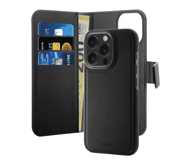 Puro Case Wallet Stand do iPhone 16 Pro Czarny