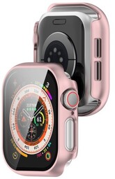 Bizon Etui ze szkłem do zegarka Case+Glass Watch do Apple Watch 10 46mm, jasnoróżowe