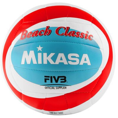 Piłka siatkowa plażowa Mikasa Beach Classic biało-czerwono-niebieska BV543C-VXB-RSB