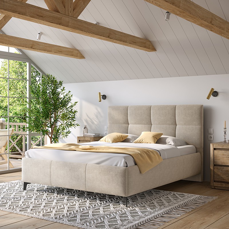 Łóżko OLIN COMFORTEO tapicerowane : Rozmiar - 140x200, Pojemnik  - Z pojemnikiem, Tkanina - Wind 90