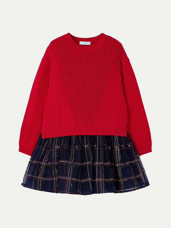 Mayoral Komplet sweter i sukienka 4912 Czerwony Regular Fit