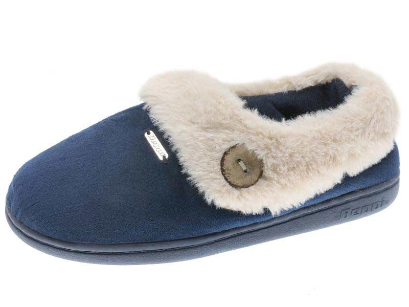 Beppi 2188101 Kapcie damskie pantofle domowe ciepłe granatowe