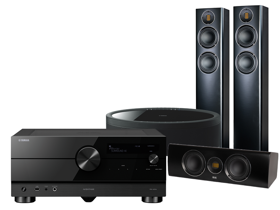 Yamaha RX-A6A (czarny) + Carina FS247 (czarny) + CC 241 (czarny) + MusicCast 50 (czarny)