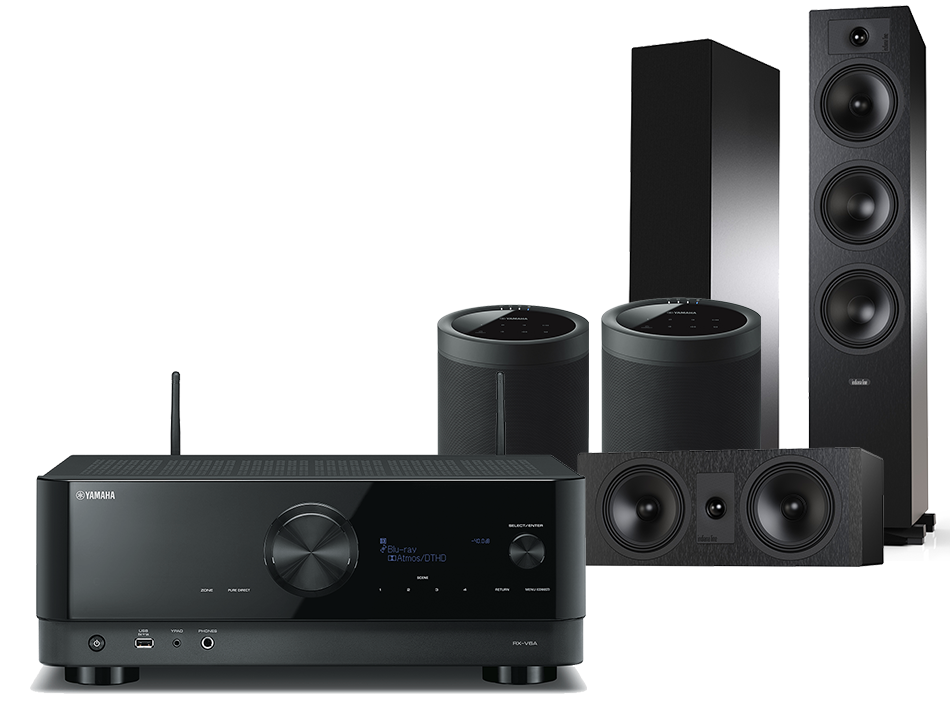Yamaha RX-V6A (czarny) + Tesi 6 + 7 + 2 x MusicCast 20 (czarny)