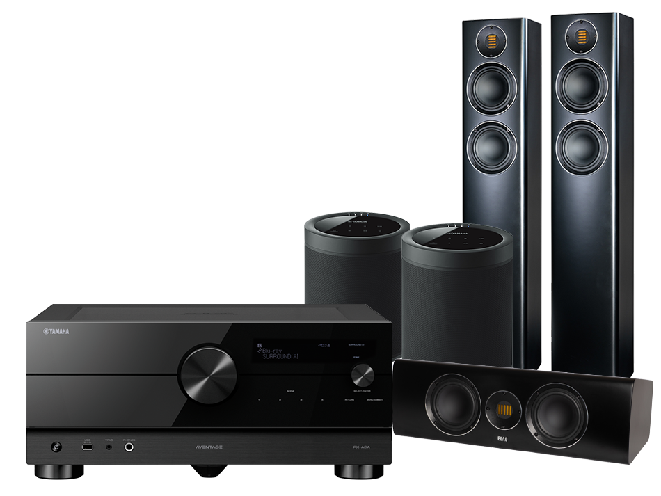 Yamaha RX-A6A (czarny) + Carina FS247 (czarny) + CC 241 (czarny) + MusicCast 20 (czarny)