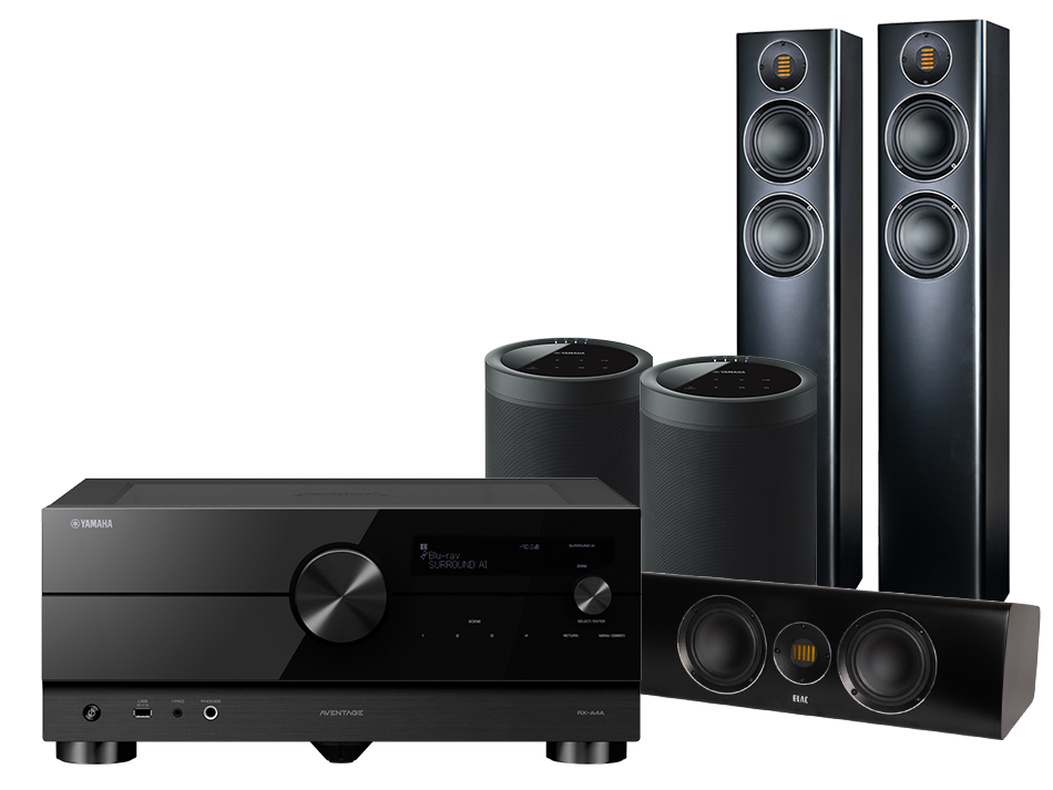 Yamaha RX-A4A (czarny) + Carina FS247 (czarny) + CC 241 (czarny) + MusicCast 20 (czarny)