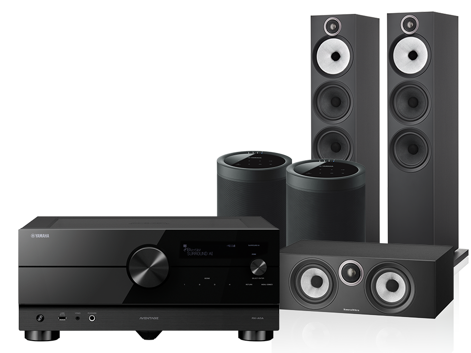 Yamaha RX-A6A (czarny) + 603 S3 + HTM6 S3 + 2x MusicCast 20 (czarny)