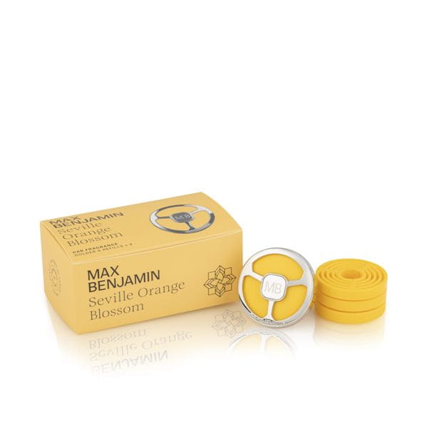 Zestaw Car Fragrance PREMIUM Max Benjamin z 4 wkładami - Seville Orange Blossom