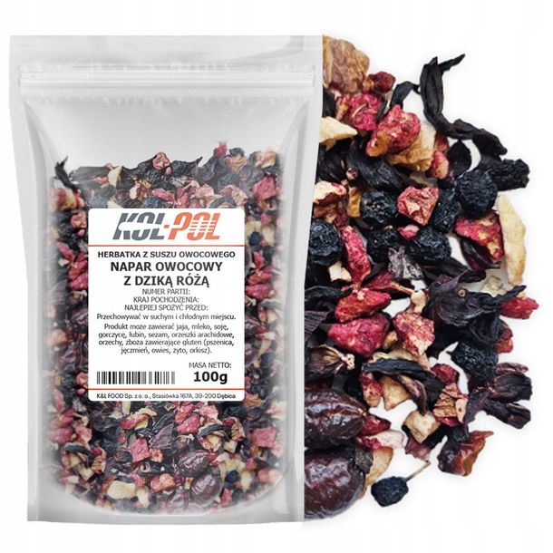 Herbata Owocowa Napar Dzika Róża 100g Naturalna suszona herbatka Kol-Pol