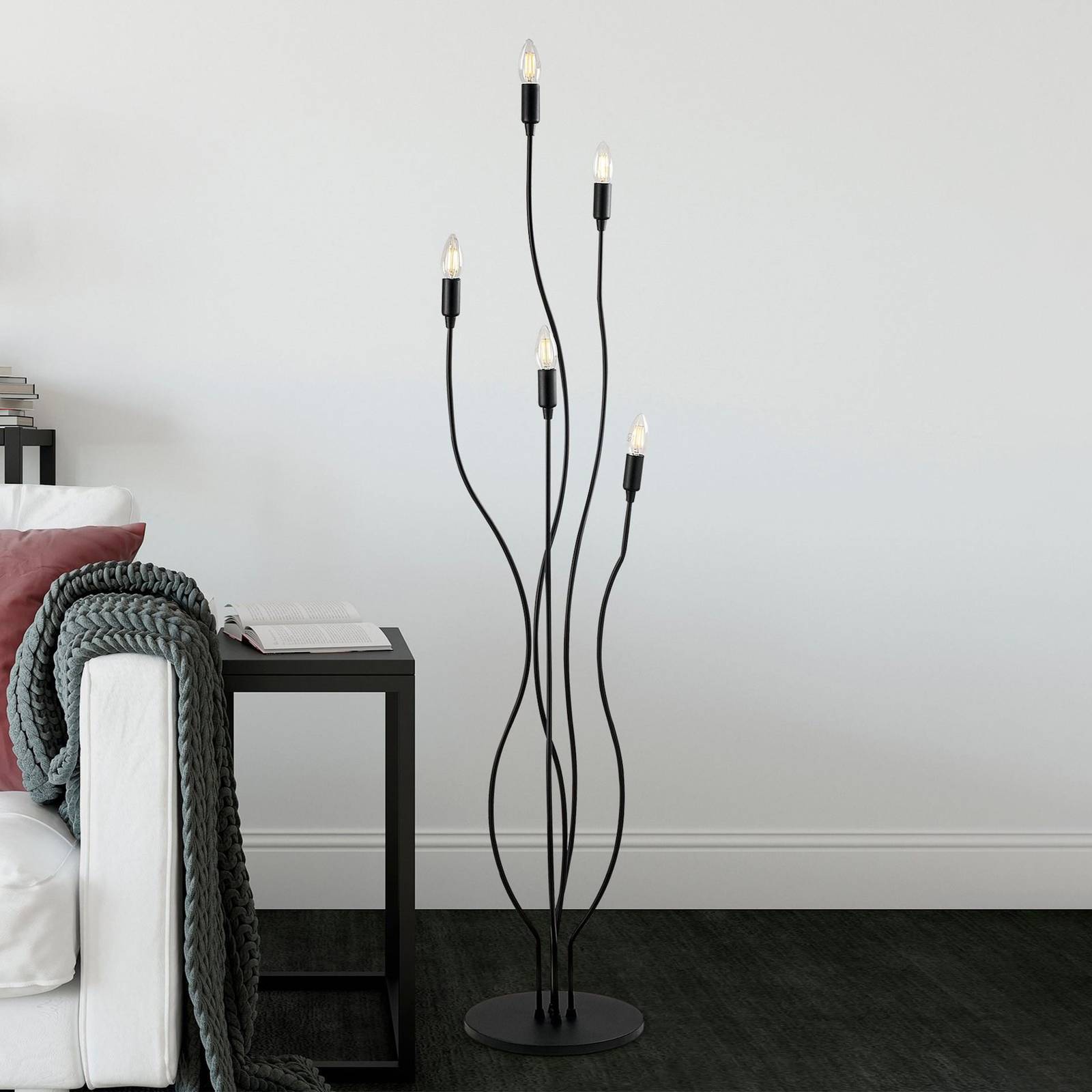 Opviq Lampa podłogowa Bonibon 13231 czarny metal wysokość 155 cm 5-punktowa