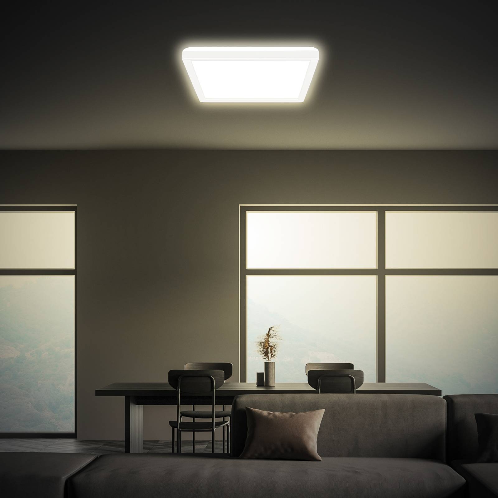 Briloner Lampa sufitowa LED Tava, biała, 24x24 cm, tworzywo sztuczne