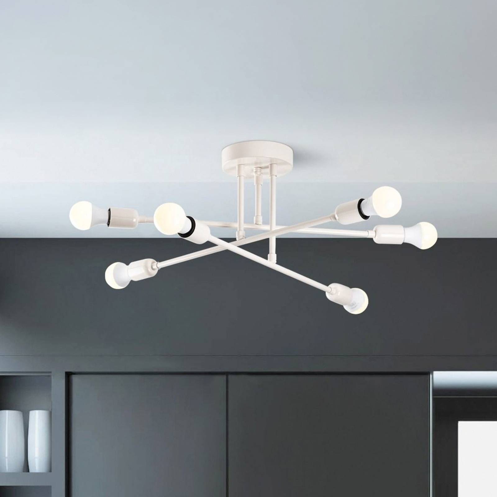 Opviq Lampa sufitowa Flower 177, kremowa biel, metal, 6-punktowa