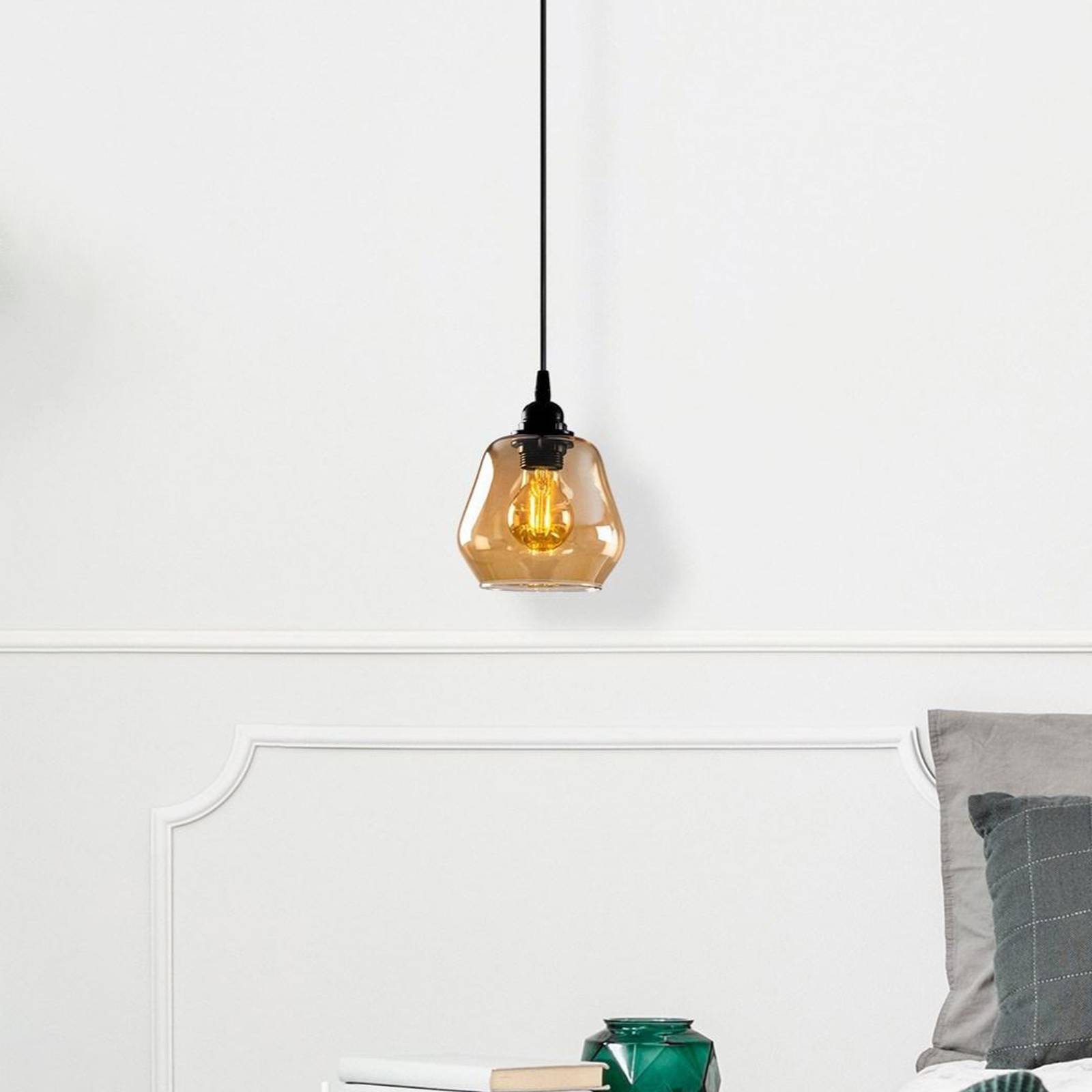 Opviq Lampa wisząca Gold 030, złoto-przezroczyste szkło Ø 15 cm 1-punktowa
