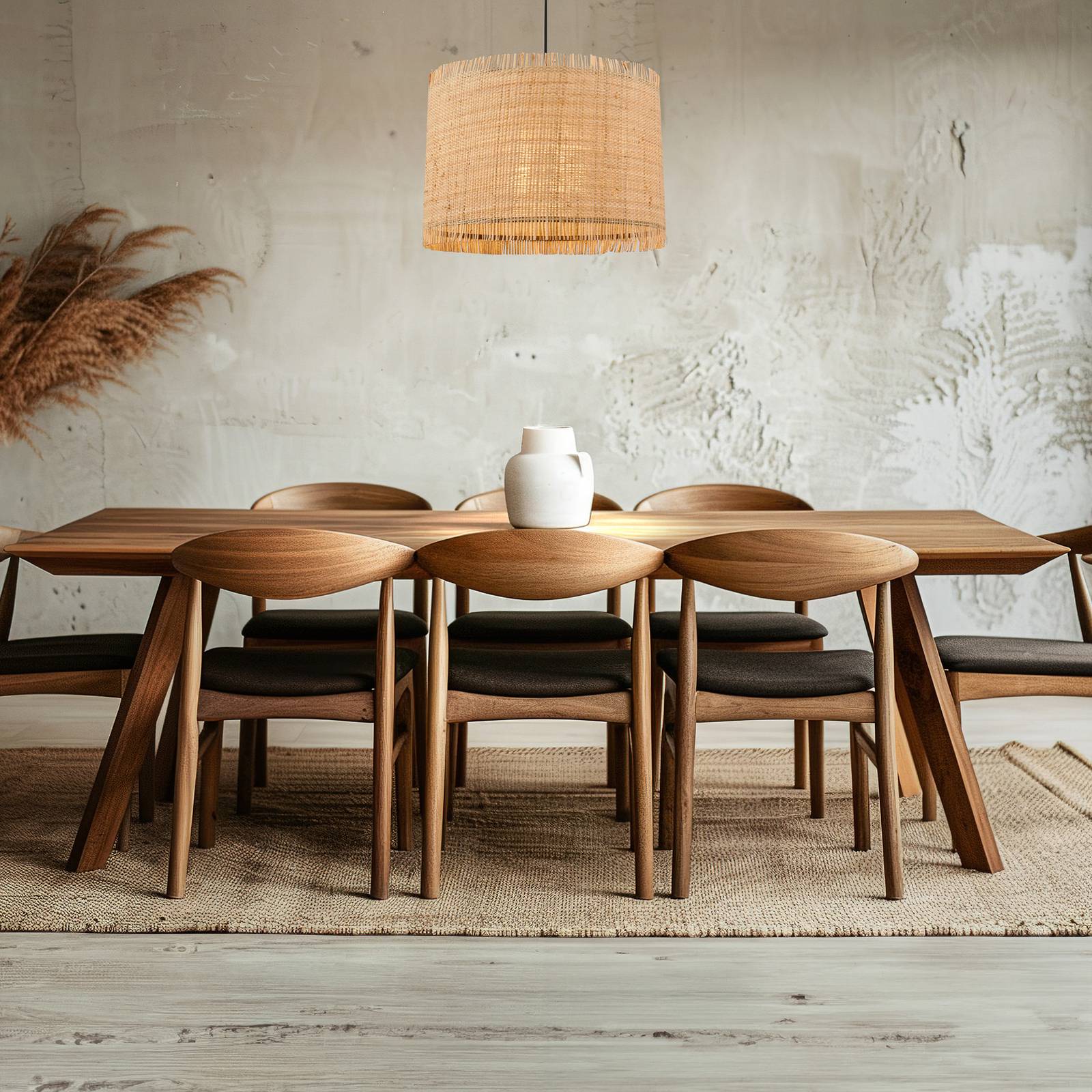Briloner Lampa wisząca Borra, 1-punktowa, kolor naturalny, słoma, Ø 40 cm