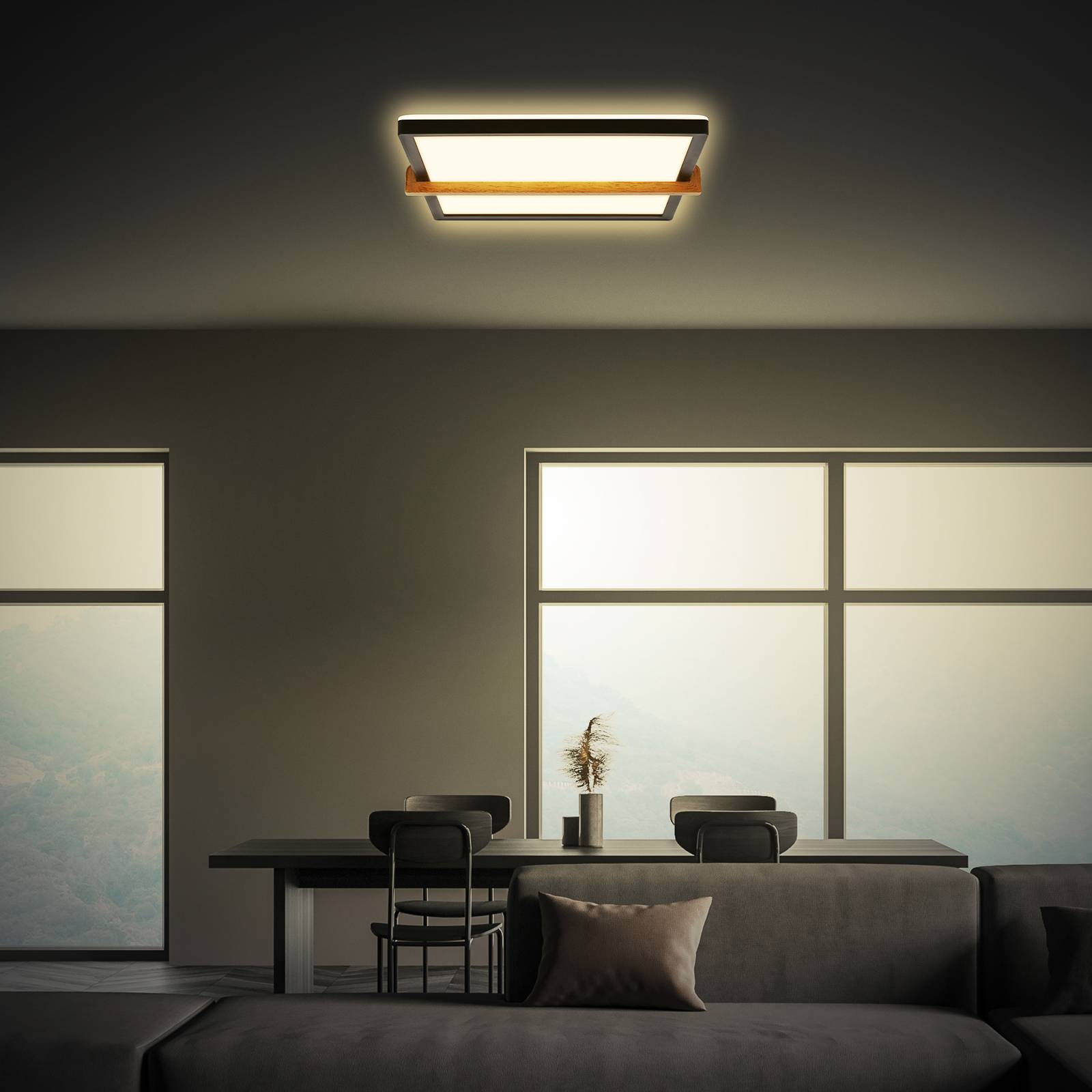 Briloner Lampa sufitowa LED Remsa, 29x31,5 cm, tworzywo sztuczne, czarna