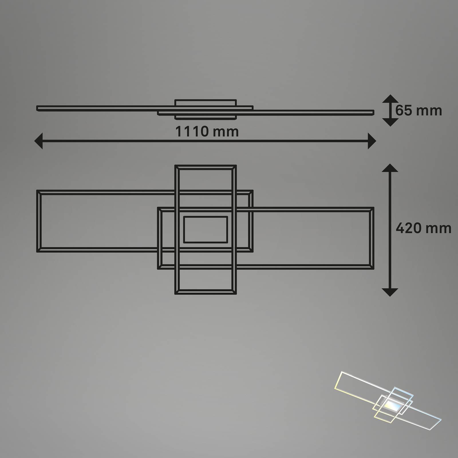 Briloner Inteligentna lampa sufitowa LED Ram, kolor aluminium, CCT, pilot