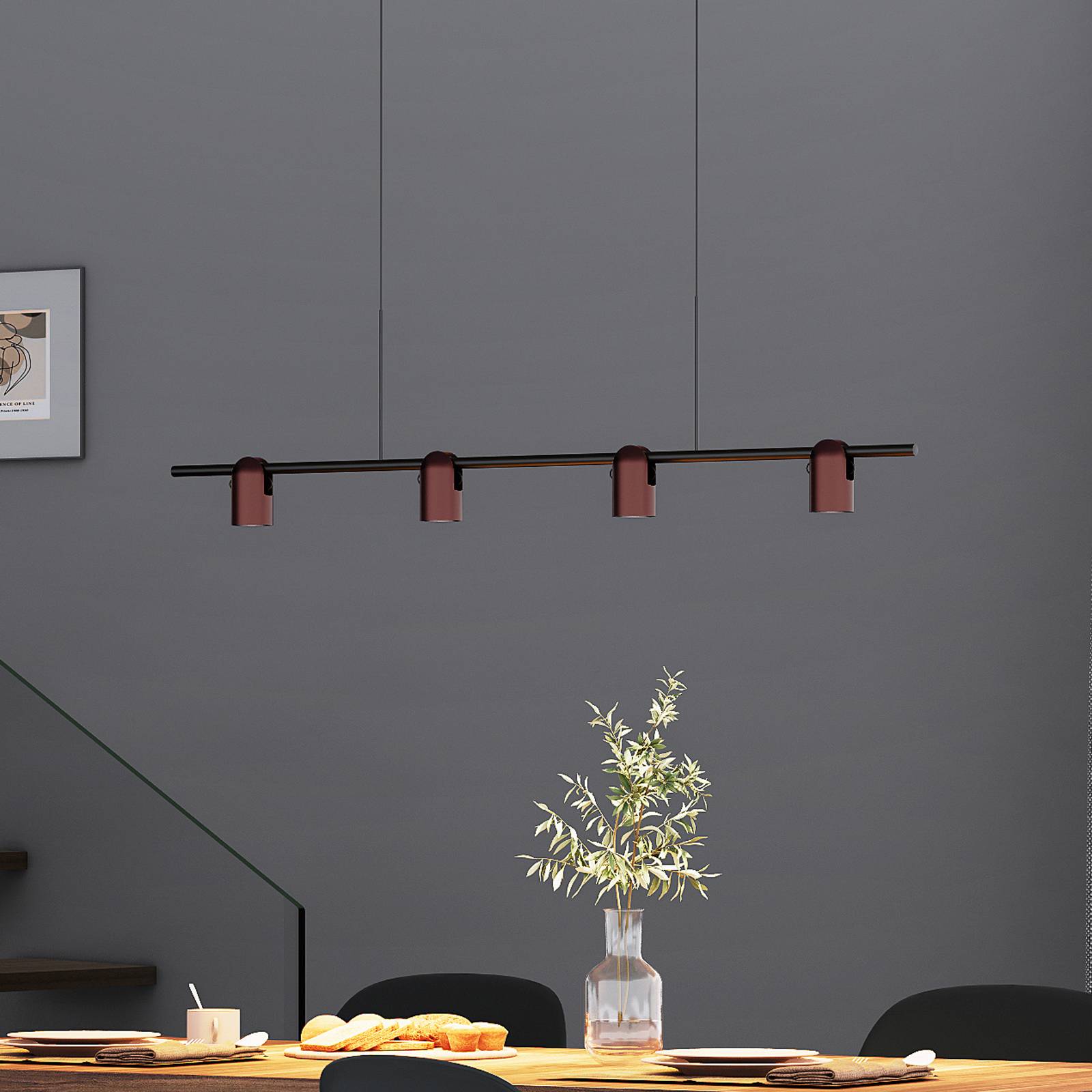 Lampa wisząca Molto Luce Nuun PD, czarny/kawowy brąz, 4-punktowa.