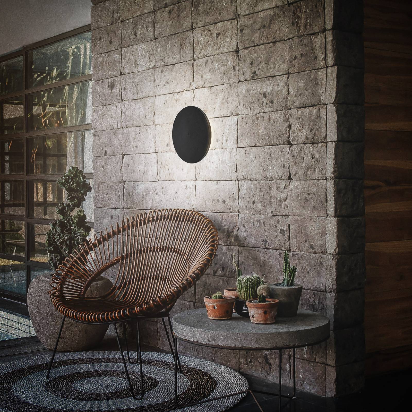 Briloner Akumulatorowy kinkiet zewnętrzny Aurora LED, czarny, ściemniacz dotykowy,