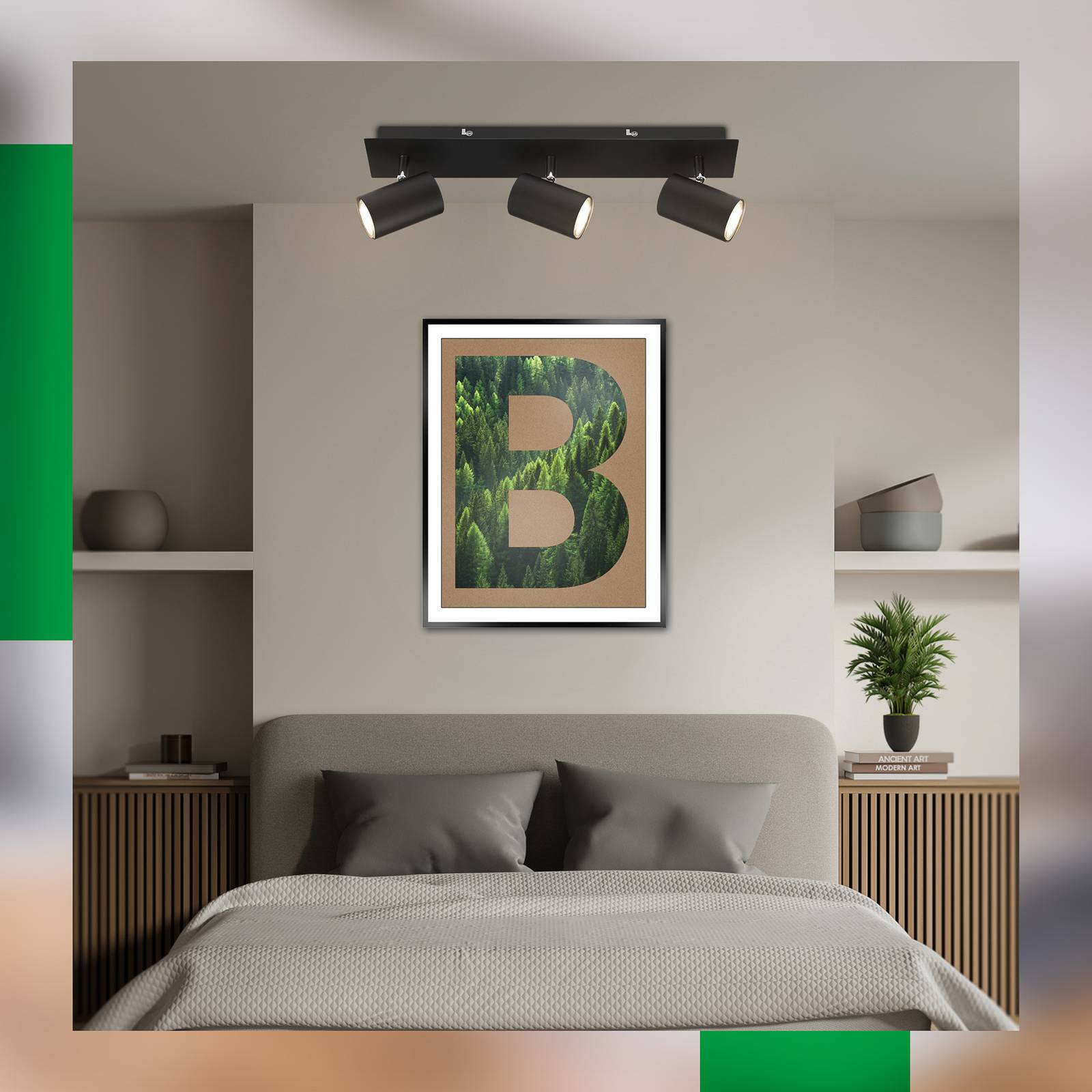 Briloner Lampa sufitowa Isil A, czarna, 3-punktowa, metalowa, obrotowa