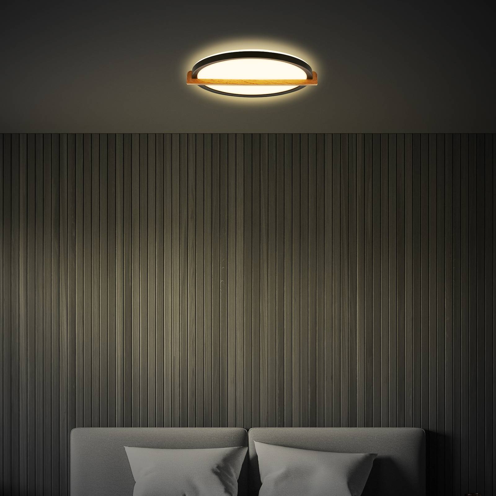 Briloner Lampa sufitowa LED Remsa, Ø 30 cm, tworzywo sztuczne, czarna
