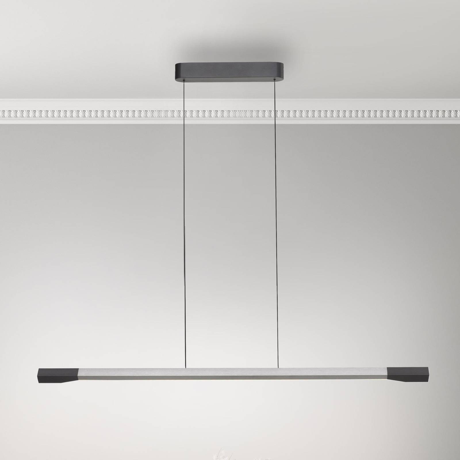 Paul Neuhaus Lampa wisząca LED Hoop, kolor aluminium, 128 cm, ściemniana