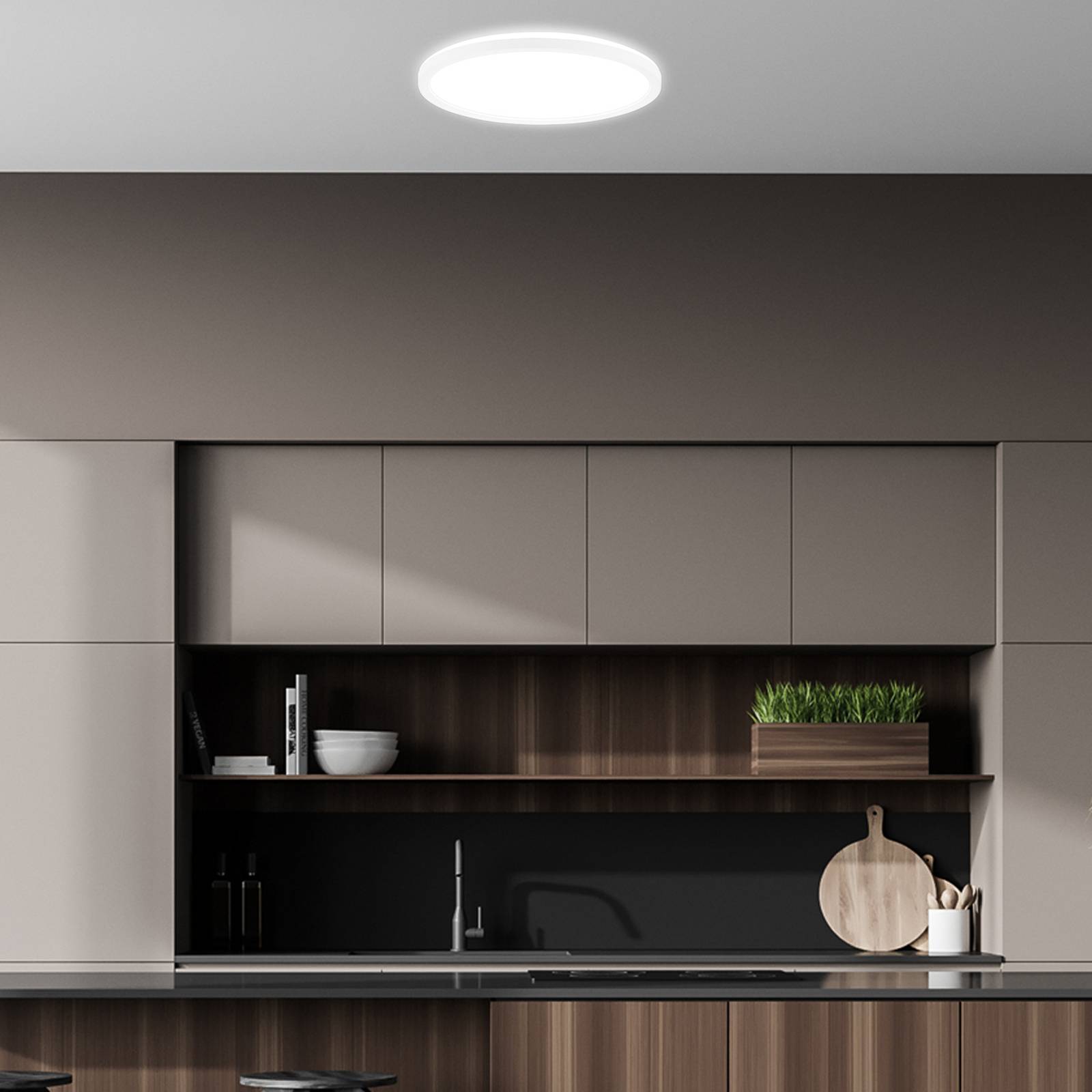 Briloner Lampa sufitowa LED Tava A, Ø 29 cm, tworzywo sztuczne, biały