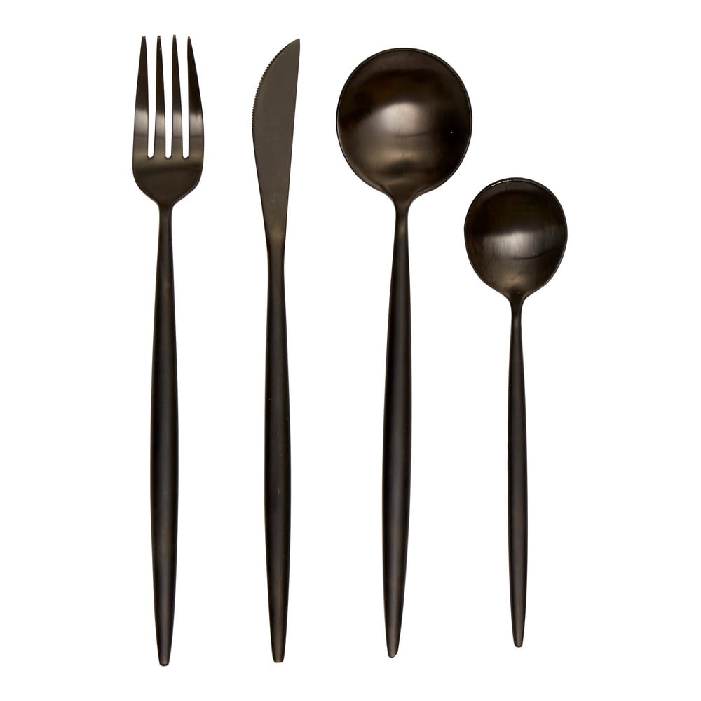 Czarne sztućce ze stali nierdzewnej 16 szt. Modern retro – Premier Housewares