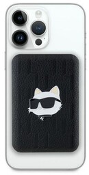 Karl Lagerfeld Powerbank indukcyjny MagSafe 5000 mAh, Choupette Head Pin 15W, czarny