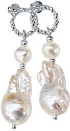 Kolczyki Prawdziwe Perły Duże Białe Pearl Flameball White Srebro Certyfikat