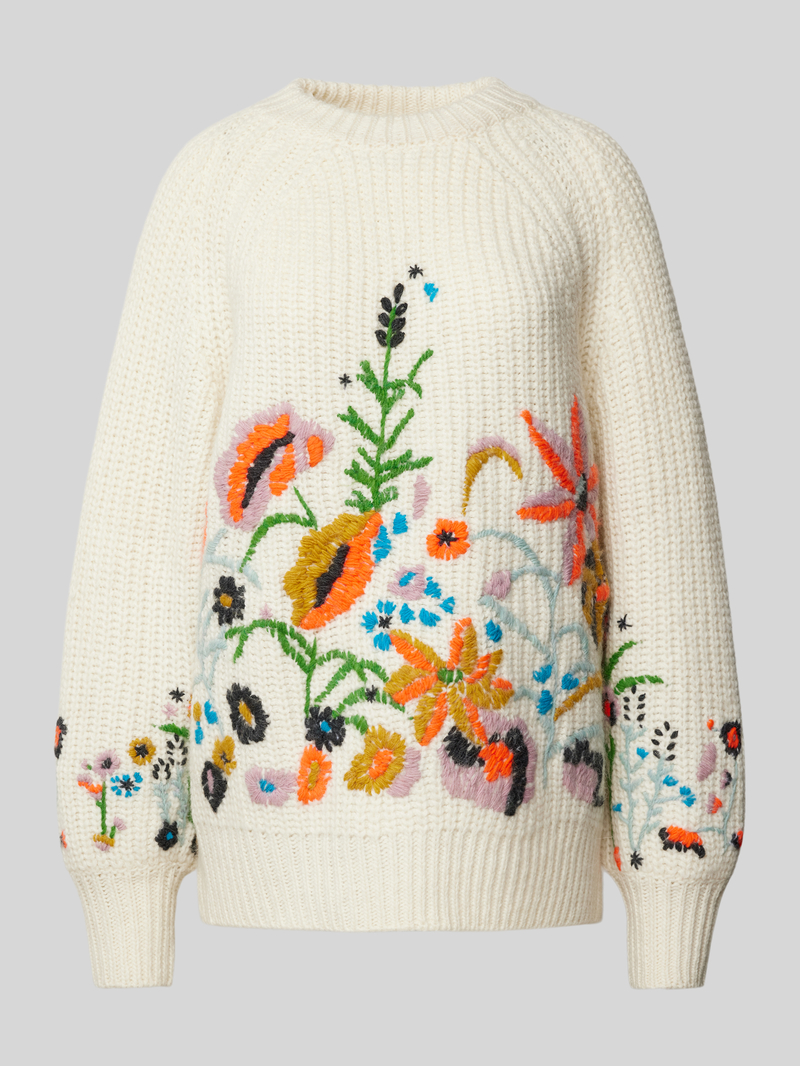 Sweter z wełny z wyhaftowanymi detalami
