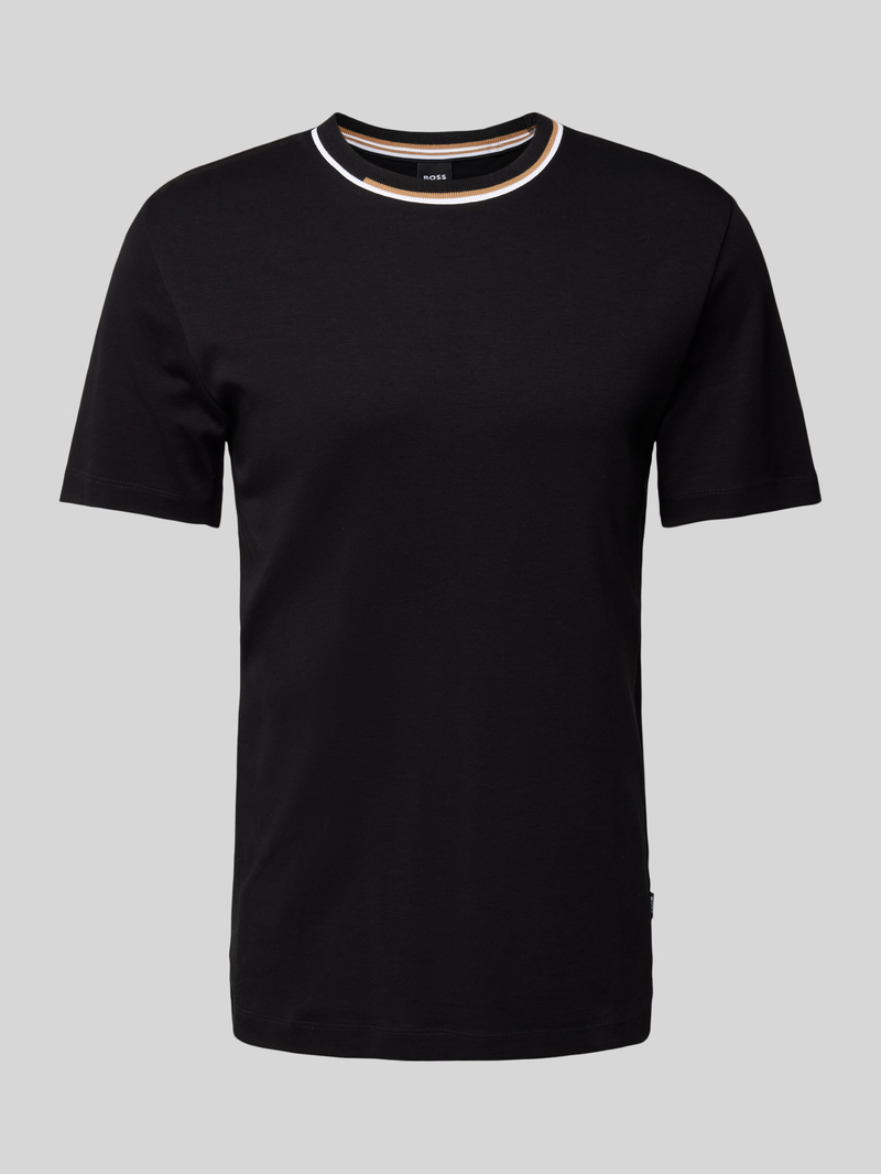 T-shirt z prążkowanym, okrągłym dekoltem model ‘Thompson’