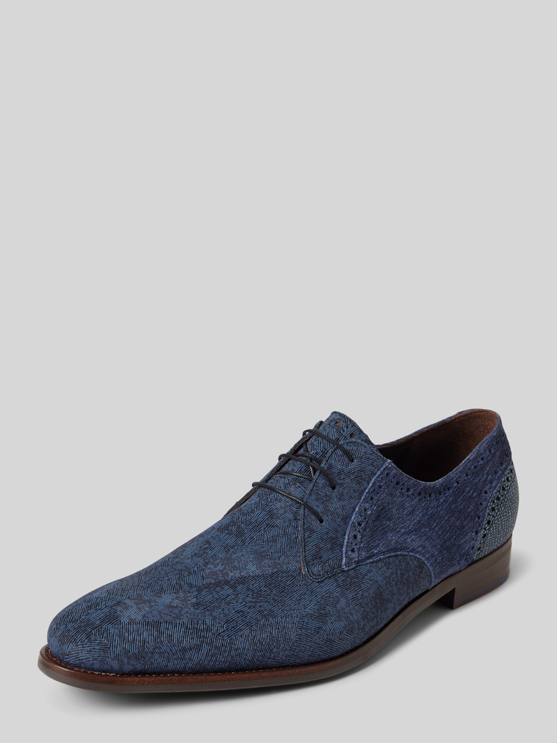 Buty derby skórzane z fakturowanym wzorem model ‘De Stapper’