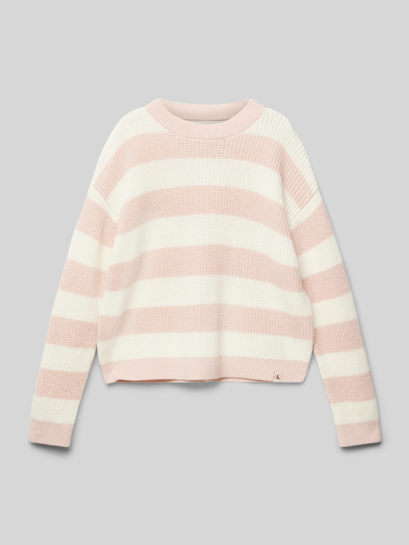 Sweter z dzianiny o kroju oversized z prążkowanym, okrągłym dekoltem